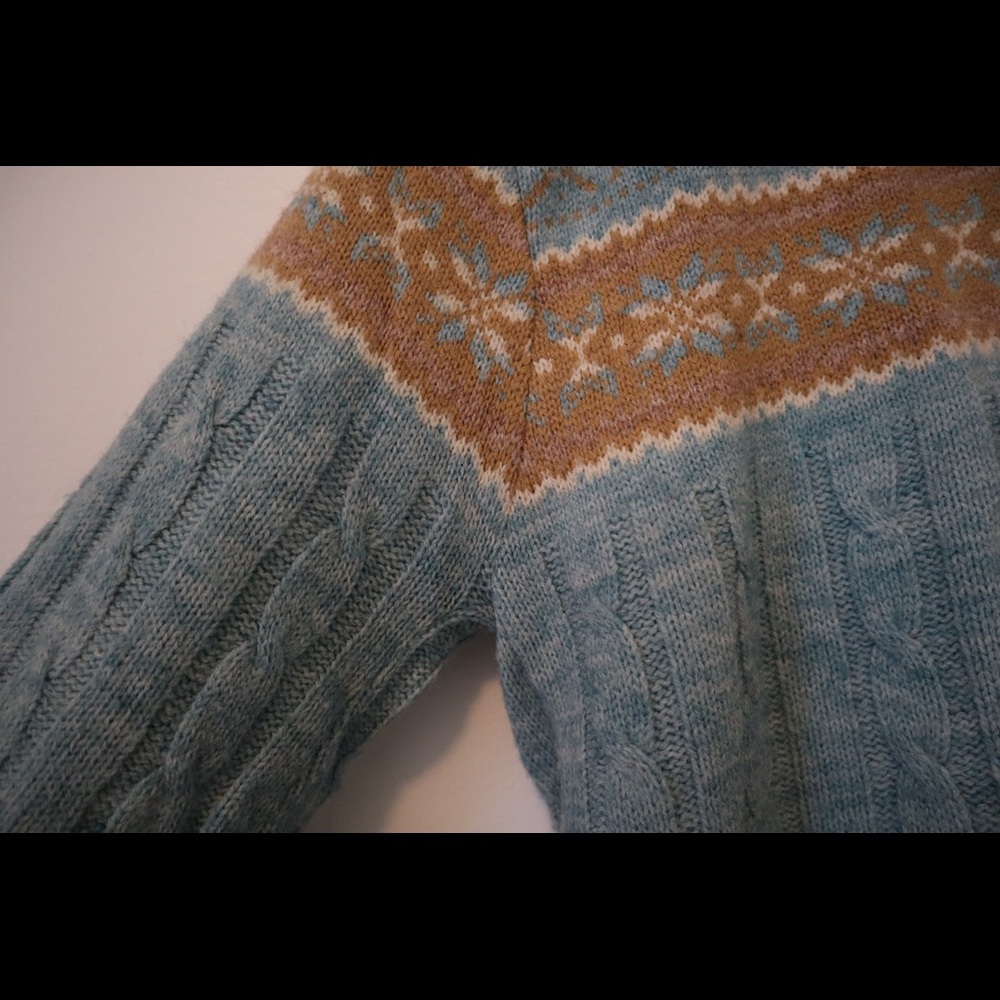 Vintage Fair isle v neck cable knit sweater m/l